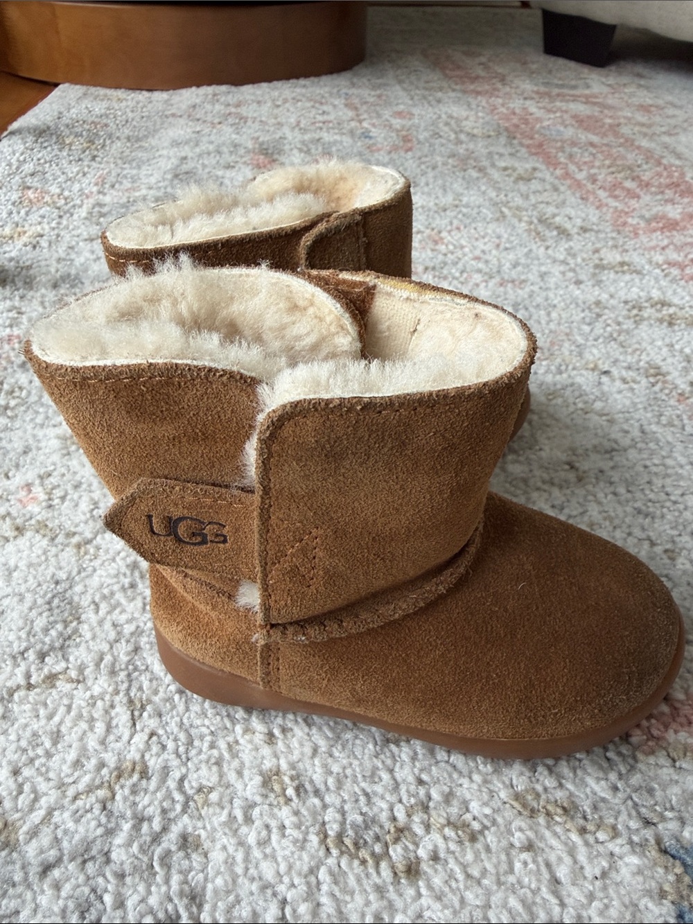 UGG Chestnut Suede Shearling-Trim Kids Boots